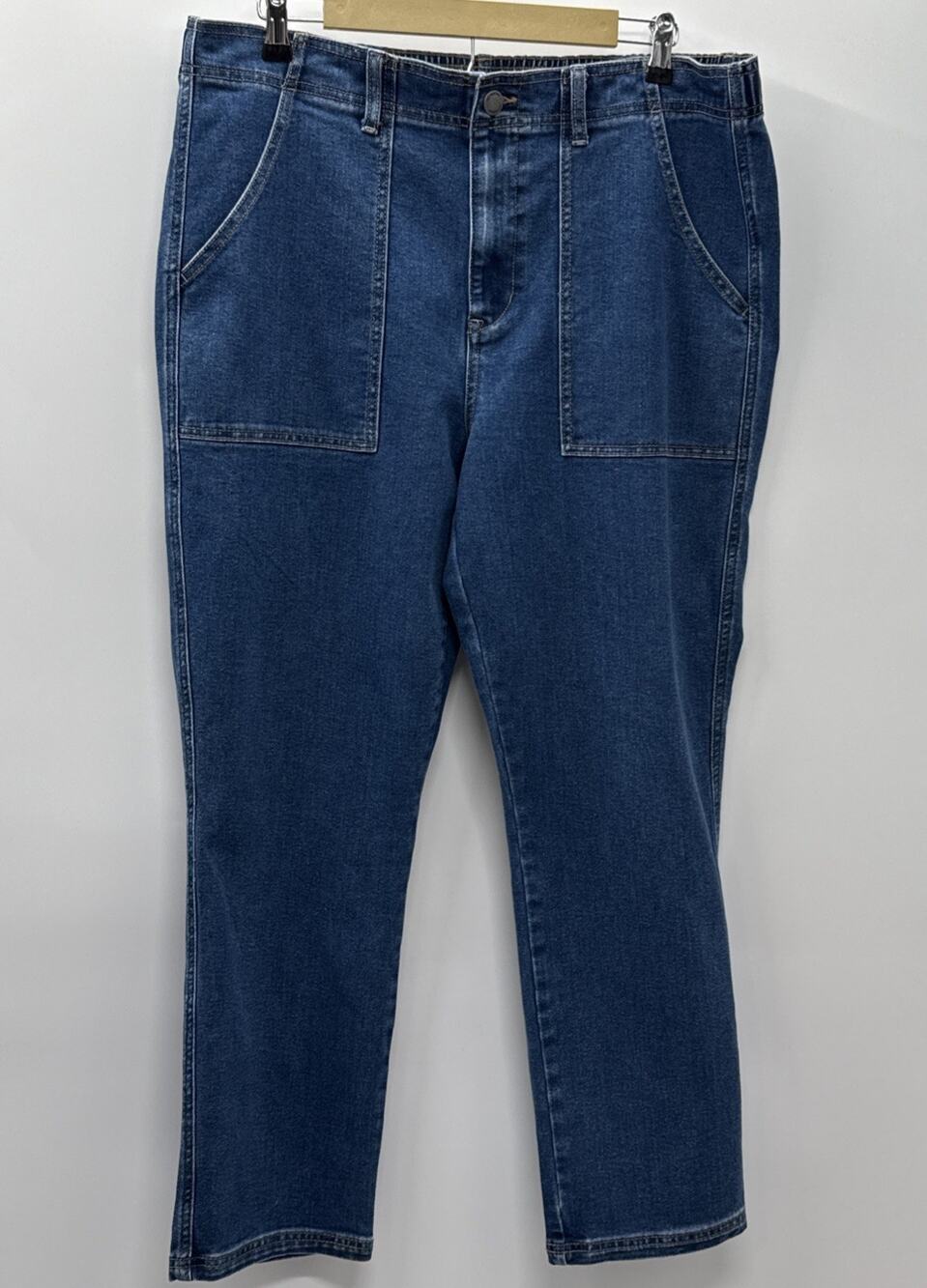 ReCreation Jeans Women's Large Blue Denim Stretch Waistband Straight Leg Casual